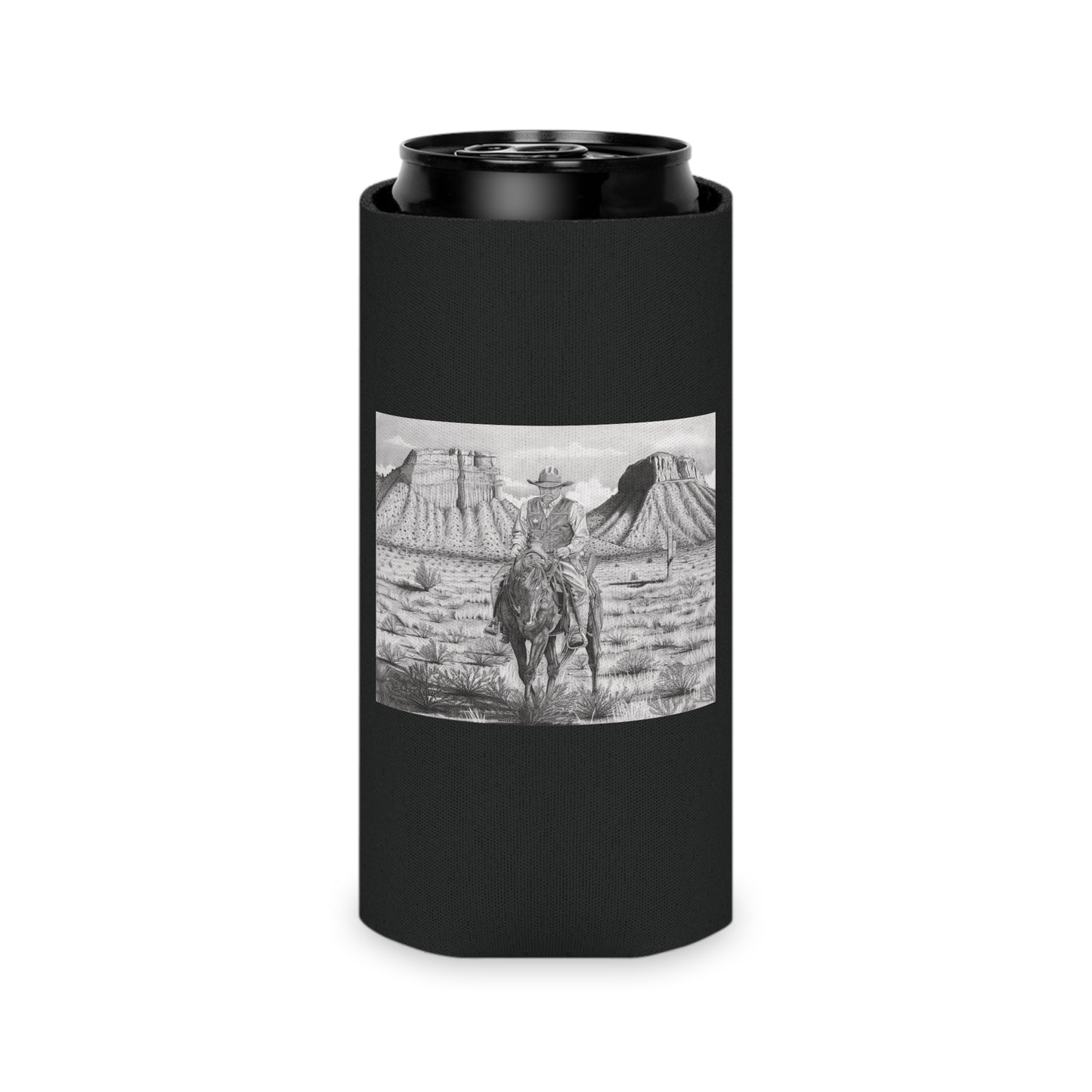 "On The Outlaw Trail" Rustic Cowboy Can Cooler, Western Beverage Sleeve, Outdoor Party Gear, Country-Themed Drink Holder, Ideal for BBQs & Tailgates