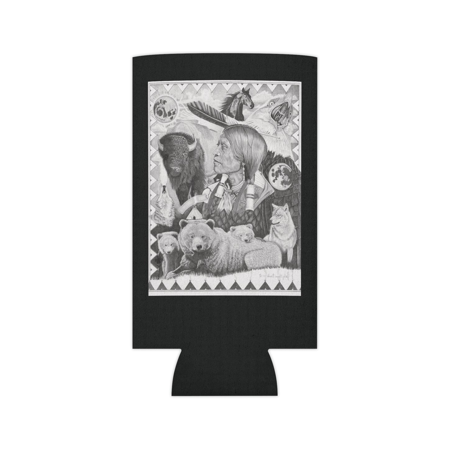"Two Moon Apache Dream " Rustic Cowboy Can Cooler, Western Beverage Sleeve, Outdoor Party Gear, Country-Themed Drink Holder, Ideal for BBQs & Tailgates