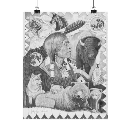 "Two Moon Apache Dream" Nature-Inspired Matte Vertical Posters, Wildlife Art Print, Home Decor, Unique Wall Art, Gift for Nature Lovers, Eco-Friendly Artwork