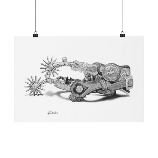 "Spurs" Rustic Cowboy Art Print | Western Decor | Framed Wall Art, Matte Horizontal Posters, Country Home, Gift for Horse Lovers