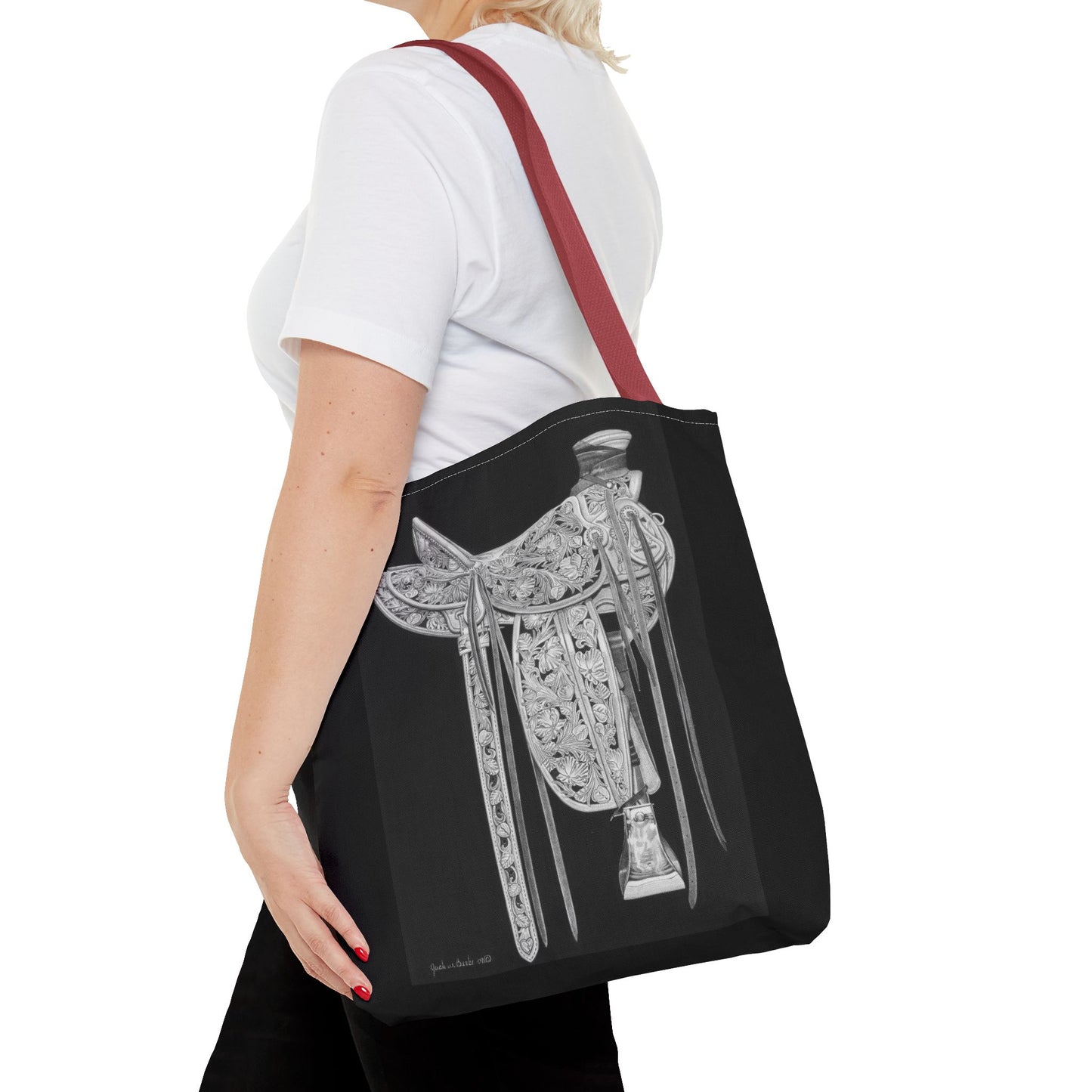 "New Saddle " Western Style Shopping Tote, Equestrian Gift, Farmhouse Decor, Horse Lover Accessory
