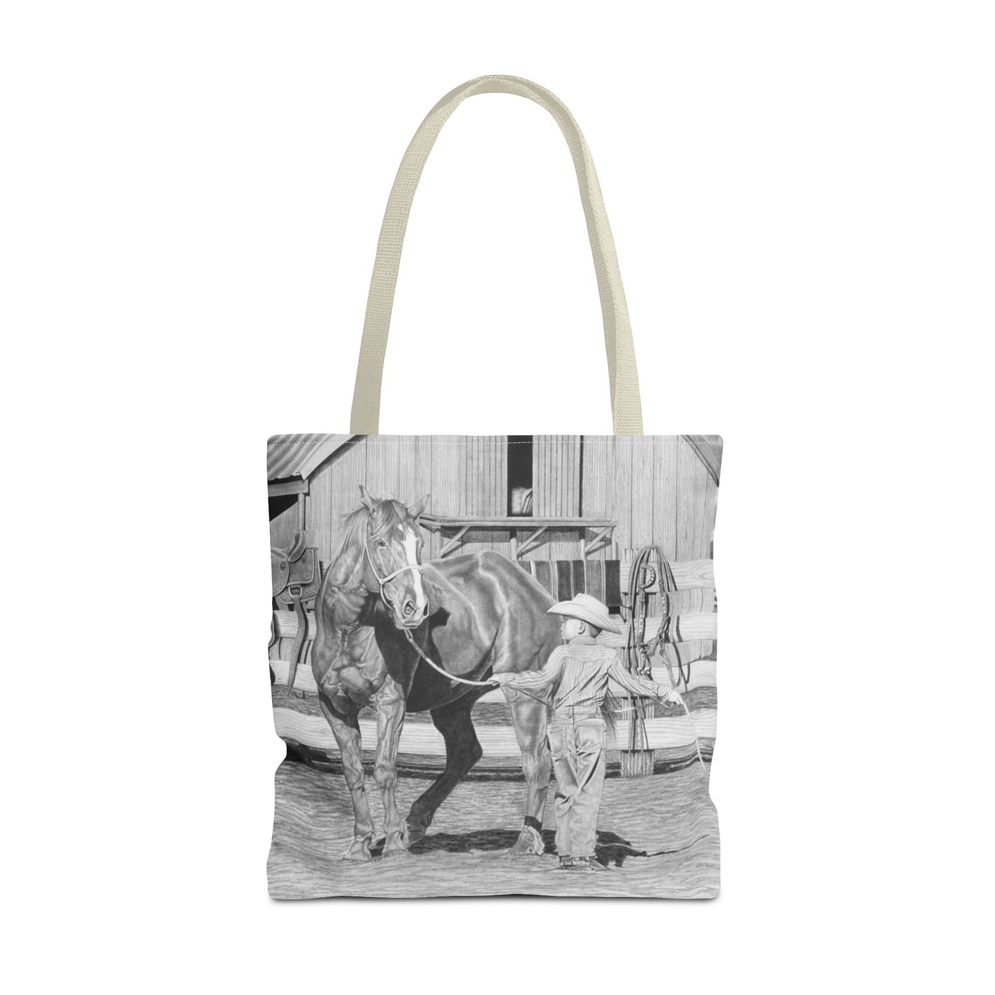 "Tall Task for a Little Cowboy" Tote Bag, Western Style Shopping Tote, Equestrian Gift, Farmhouse Decor, Horse Lover Accessory