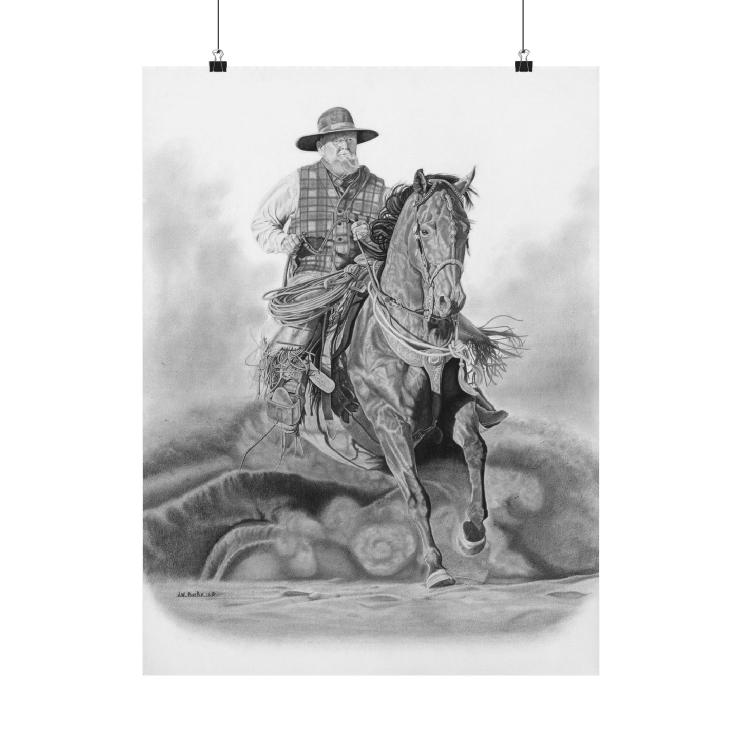 "Trouble Up Ahead" Western Cowboy Art Print, Cowboy Wall Decor, Horse Lover Gift, Rustic Home Decor, Country Themed Artwork