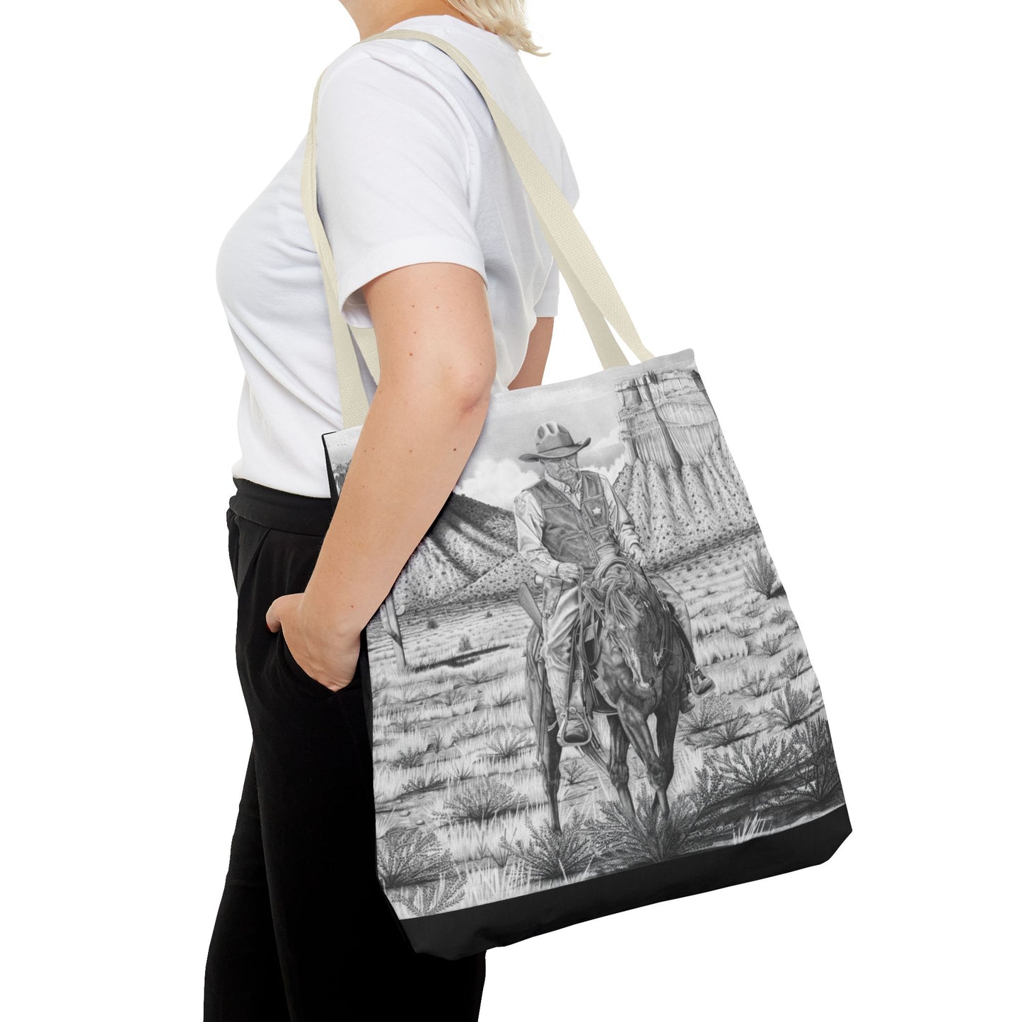 "On the Outlaw Trail "Tote Bag, Western Style Shopping Tote, Equestrian Gift, Farmhouse Decor, Horse Lover Accessory