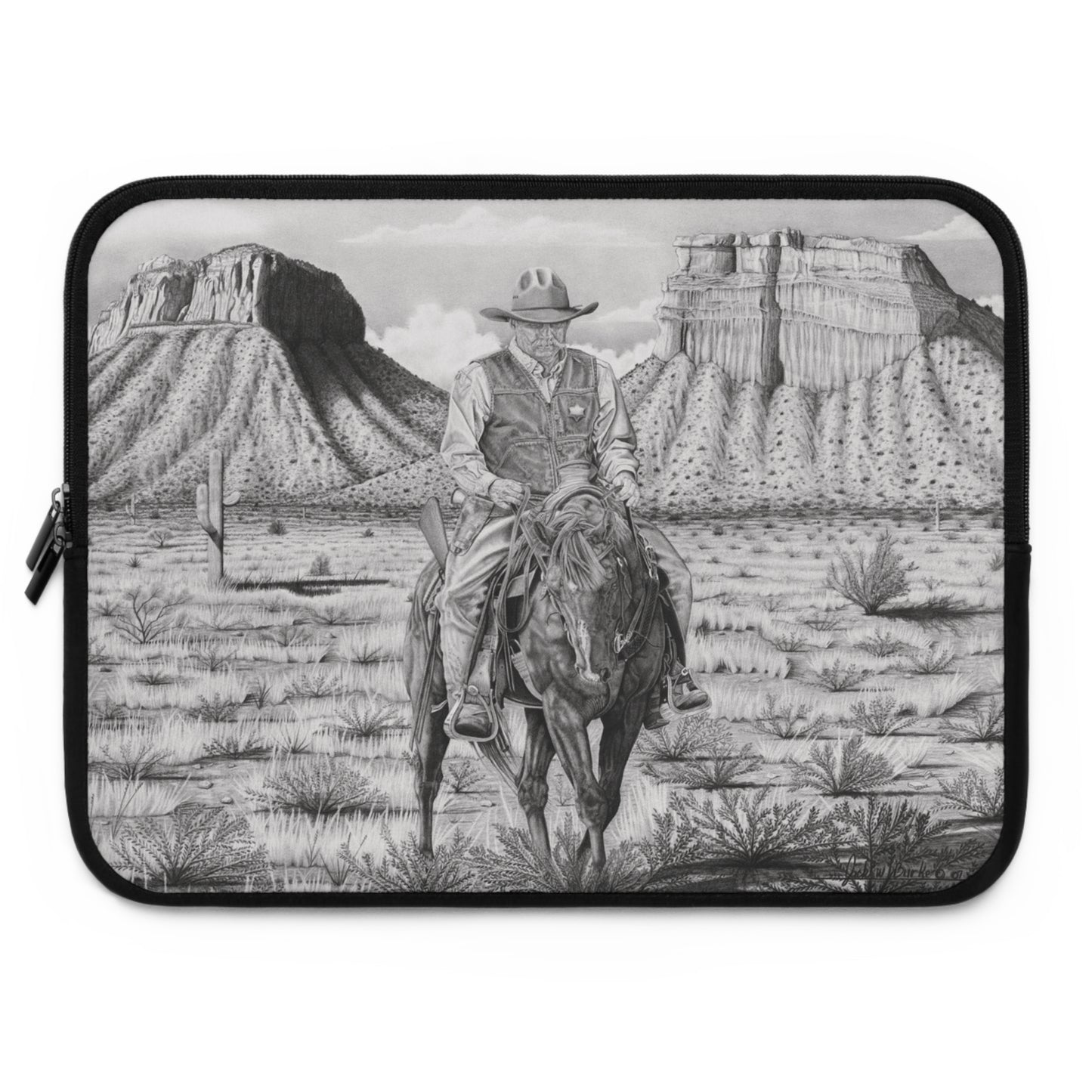 "On The Outlaw Trail" Rustic Cowboy Laptop Sleeve, Western Cowpoke Case, Unique Gift for Ranch Lovers, Rodeo Accessories, Durable Tech Cover