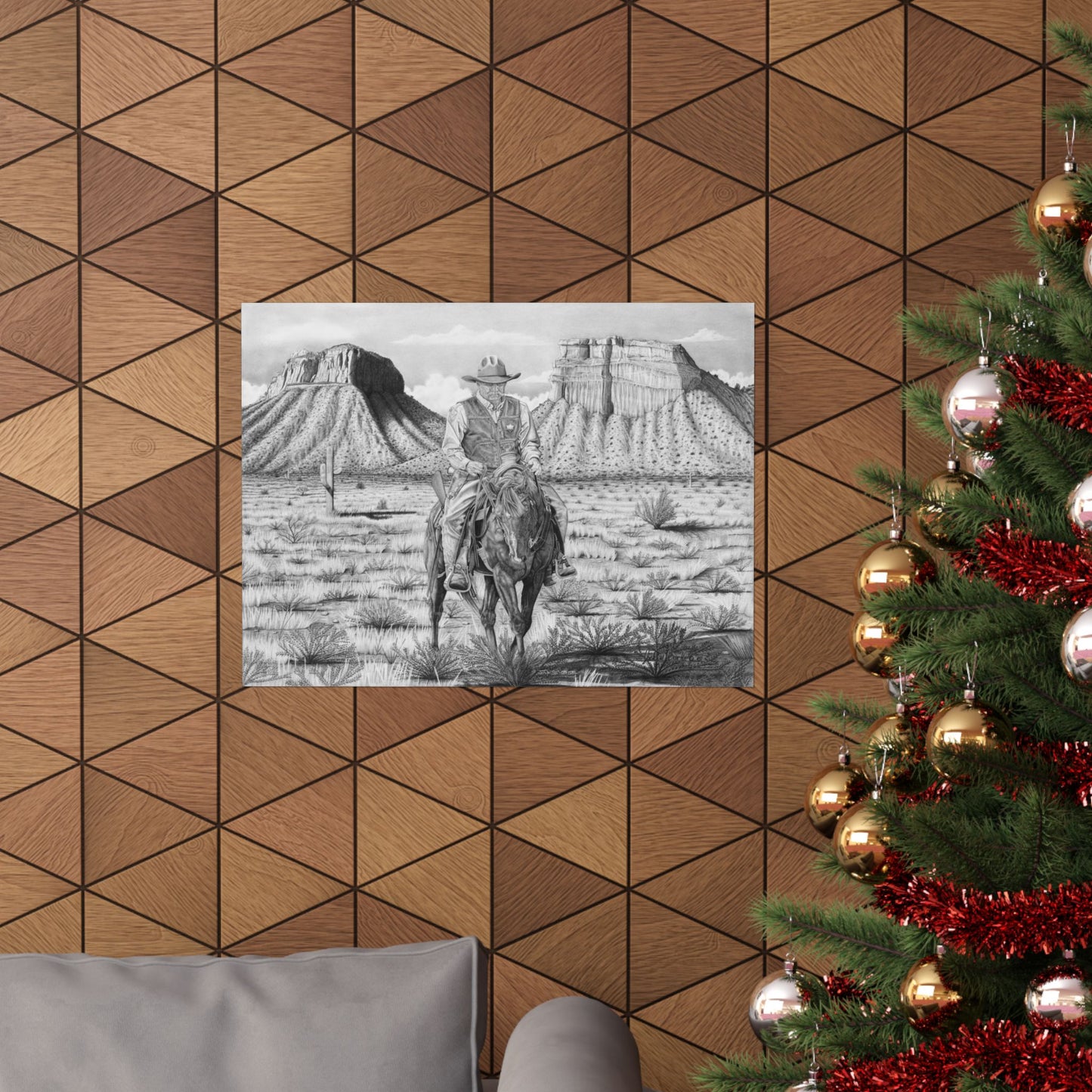 "On The Outlaw Trail" Rustic Cowboy Art Print | Western Decor | Framed Wall Art, Matte Horizontal Posters, Country Home, Gift for Horse Lovers