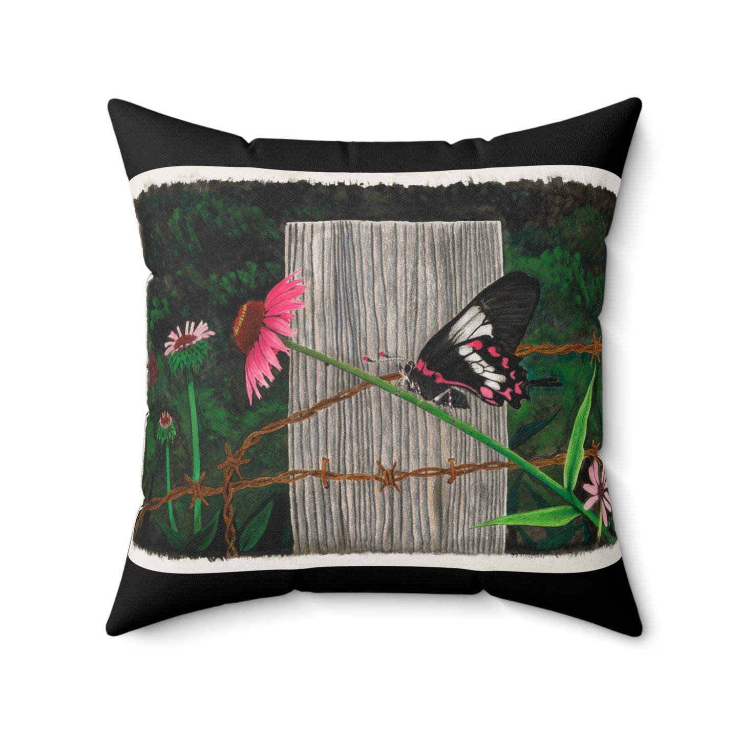Fence Post and Butterfly , Cowboy Decor Pillow, Western Home Accent, Farmhouse Throw Pillow, Gift for Horse Lovers, Country Style Cushion
