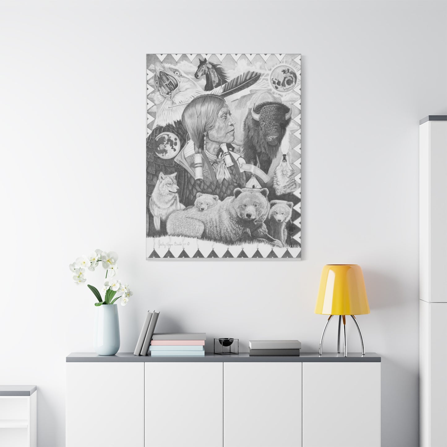 "Two Moon Apache Dream" western art on canvas