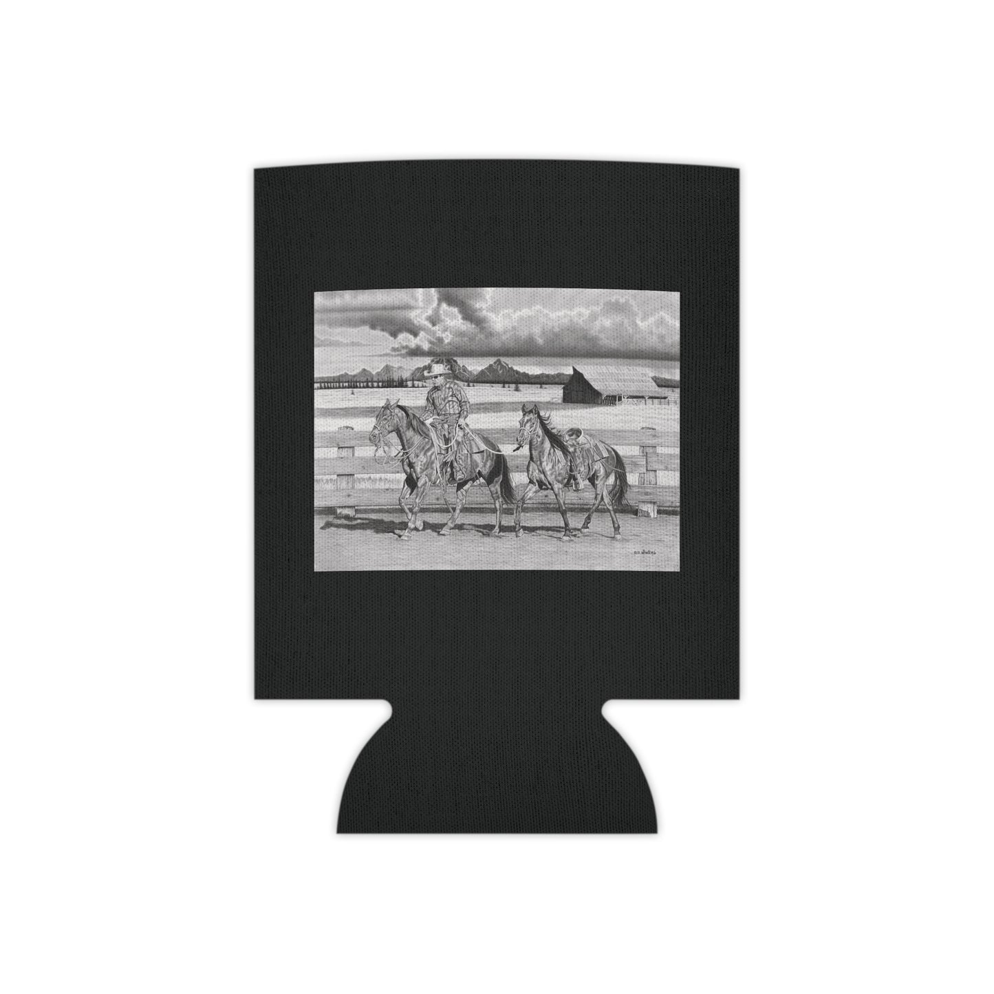 "The Gift Named Storm" Rustic Cowboy Can Cooler, Western Beverage Sleeve, Outdoor Party Gear, Country-Themed Drink Holder, Ideal for BBQs & Tailgates