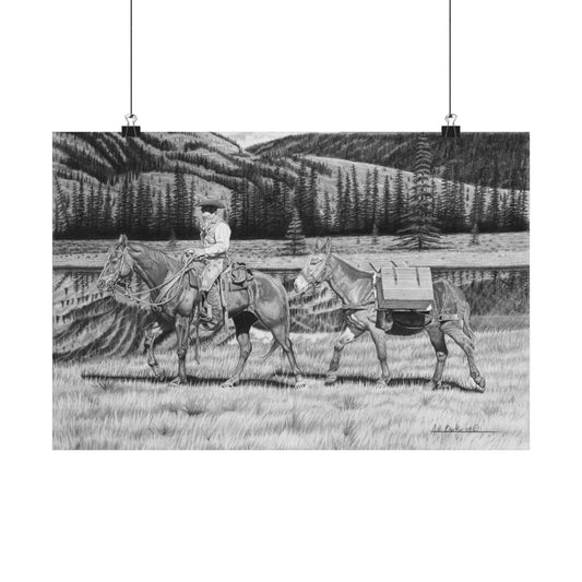 Copy of "Tall Task for a little Cowboy" Rustic Cowboy Art Print | Western Decor | Framed Wall Art, Matte Horizontal Posters, Country Home, Gift for Horse Lovers