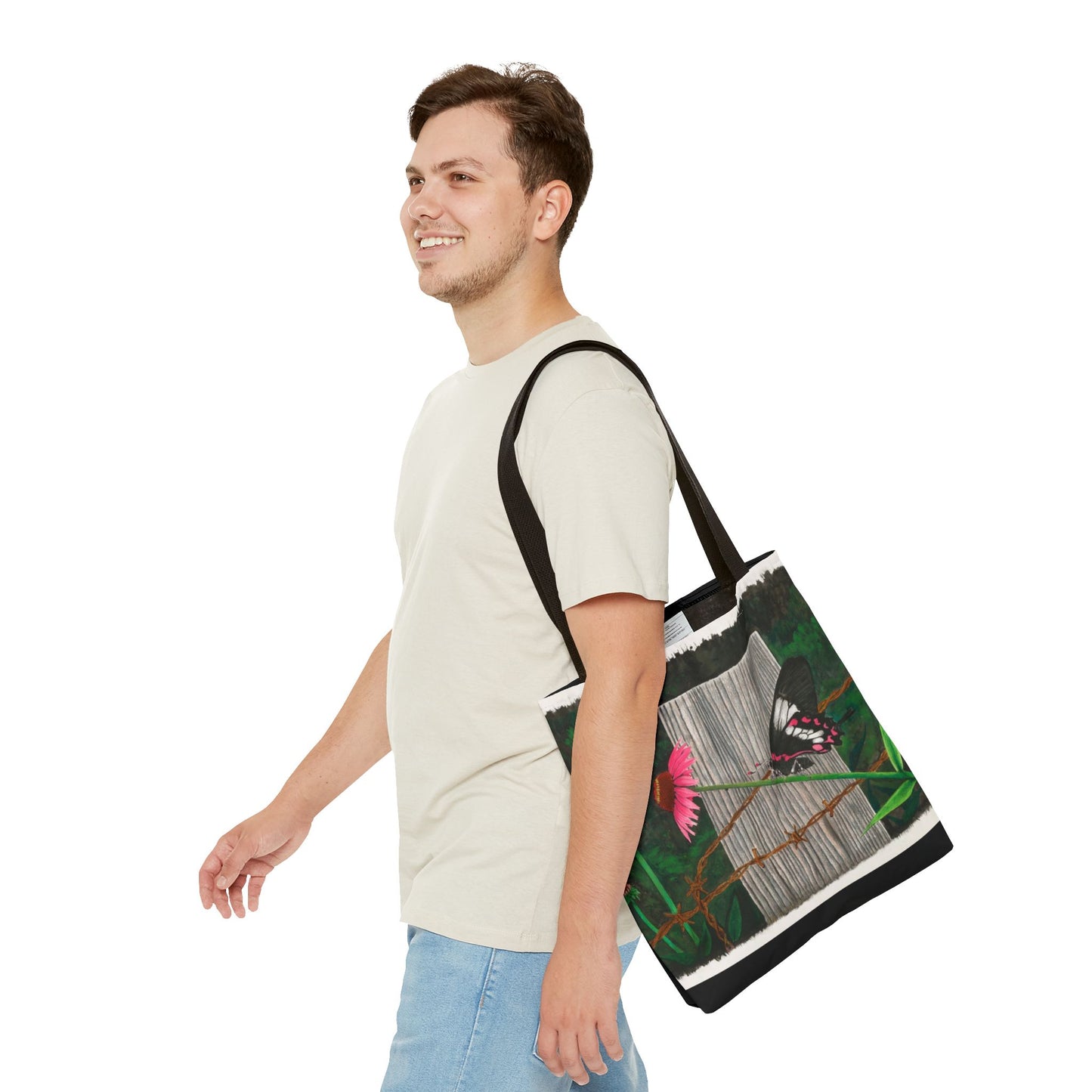 "Fence Post and Butterfly" Western Art Tote Bag