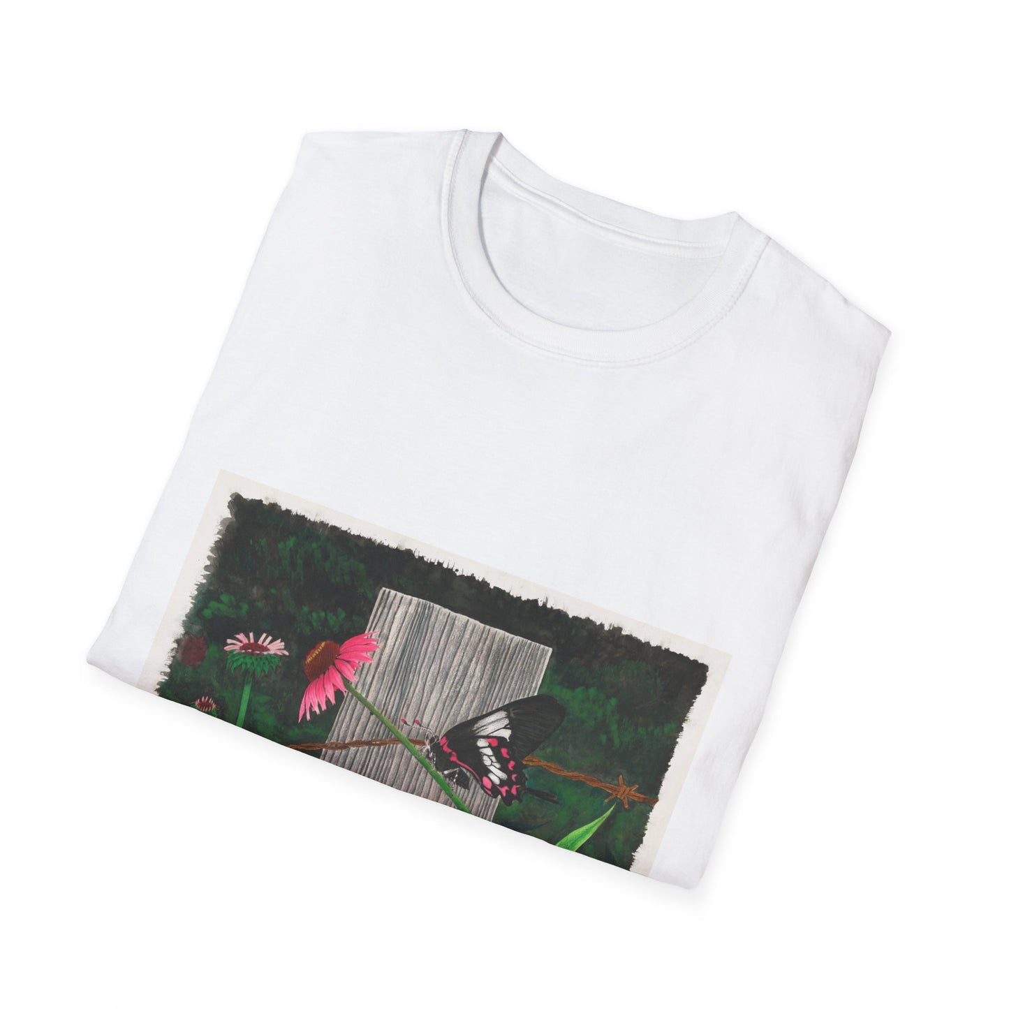 "Fence Post and Butterfly " Western Art T-Shirt