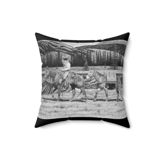 "Still Day on The Trail" Western Art Square Pillow