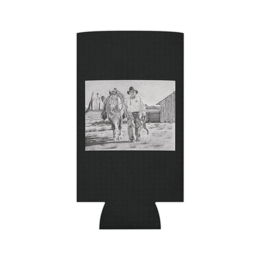 "On The Trail of the Outlaw" Rustic Cowboy Can Cooler, Western Beverage Sleeve, Outdoor Party Gear, Country-Themed Drink Holder, Ideal for BBQs & Tailgates