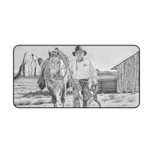 "On The Trail of Outlaw" Rustic Horseman Desk Mat - Western Decor, Cowboy Office Accessory, Horse Lovers Gift, Stylish Computer Mat, Rustic Home Office