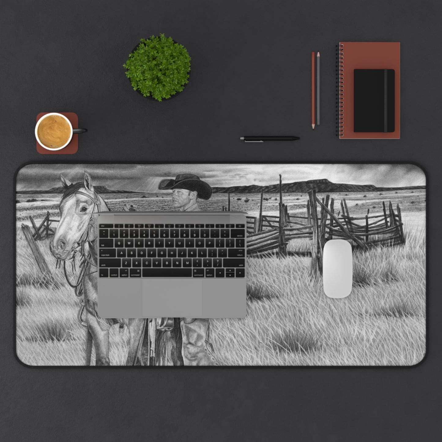 "The Coming Storm" Rustic Horseman Desk Mat - Western Decor, Cowboy Office Accessory, Horse Lovers Gift, Stylish Computer Mat, Rustic Home Office