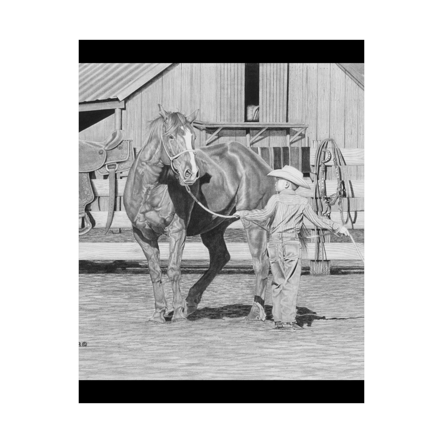 "Tall Task for a little Cawboy" Matte Vertical Posters