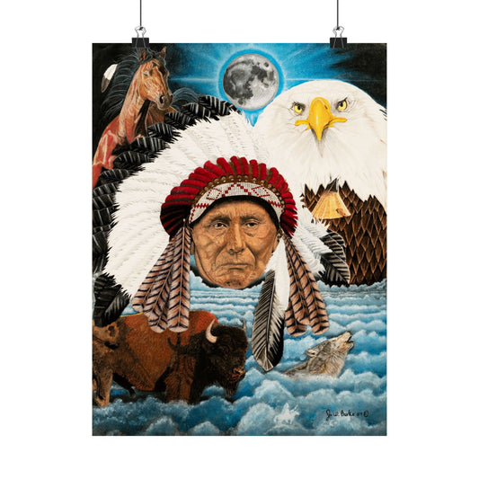 "Dream of the Chief Joseph" Nature-Inspired Matte Vertical Posters, Wildlife Art Print, Home Decor, Unique Wall Art, Gift for Nature Lovers, Eco-Friendly Artwork