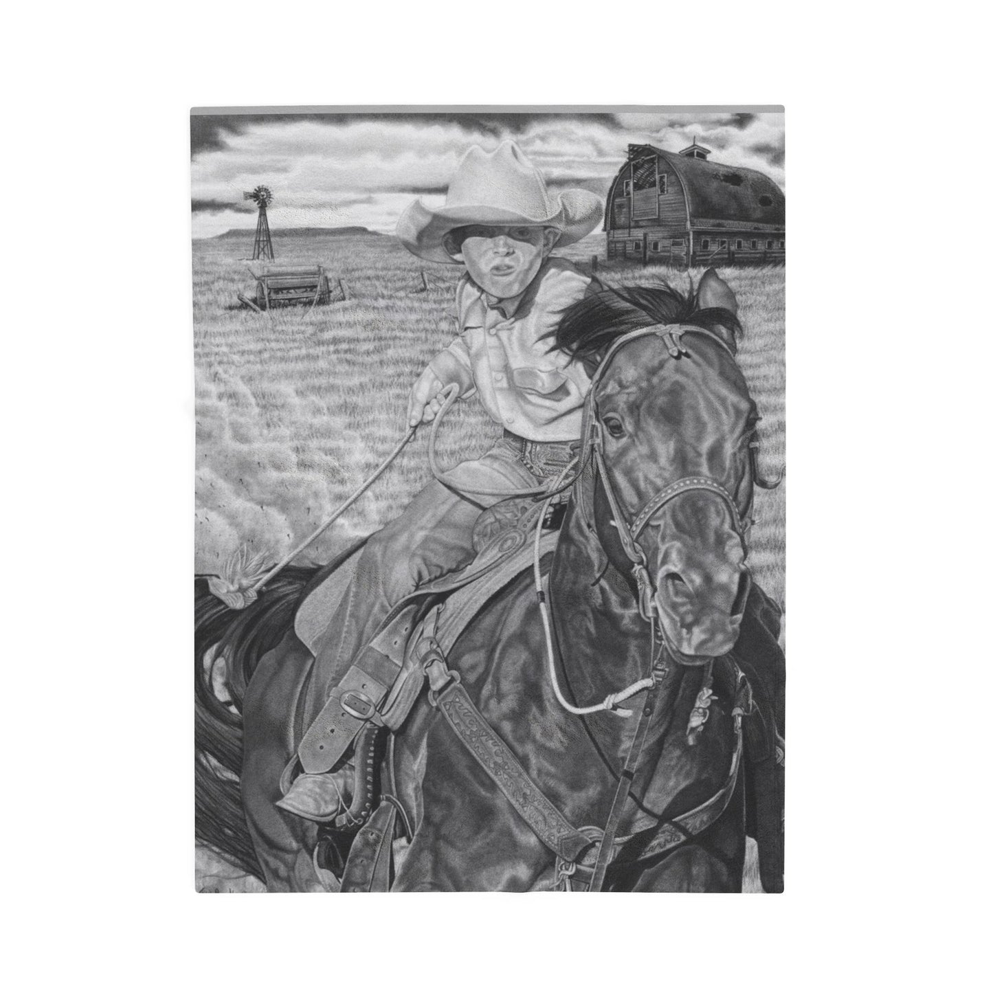 "The Real Billy the Kid" Cozy Cowboy Velveteen Plush Blanket | Western Decor, Gift for Horse Lovers, Camping Blanket, Soft Throw, Farmhouse Style