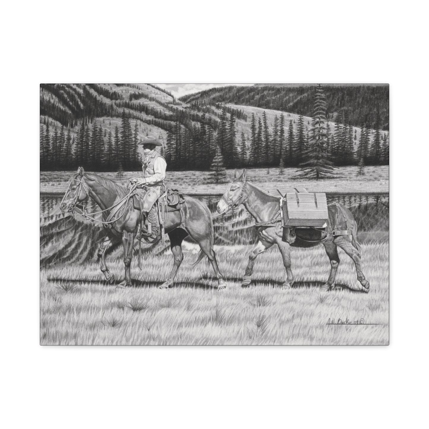 "Still Day on The Trail" Rustic Western Artwork.