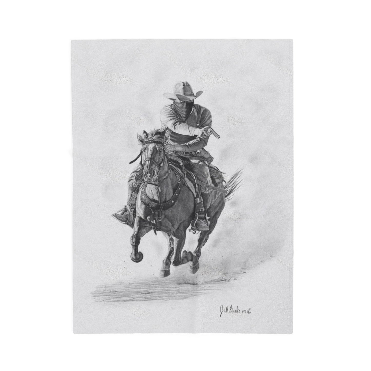 "Bandit" Cozy Cowboy Velveteen Plush Blanket | Western Decor, Gift for Horse Lovers, Camping Blanket, Soft Throw, Farmhouse Style