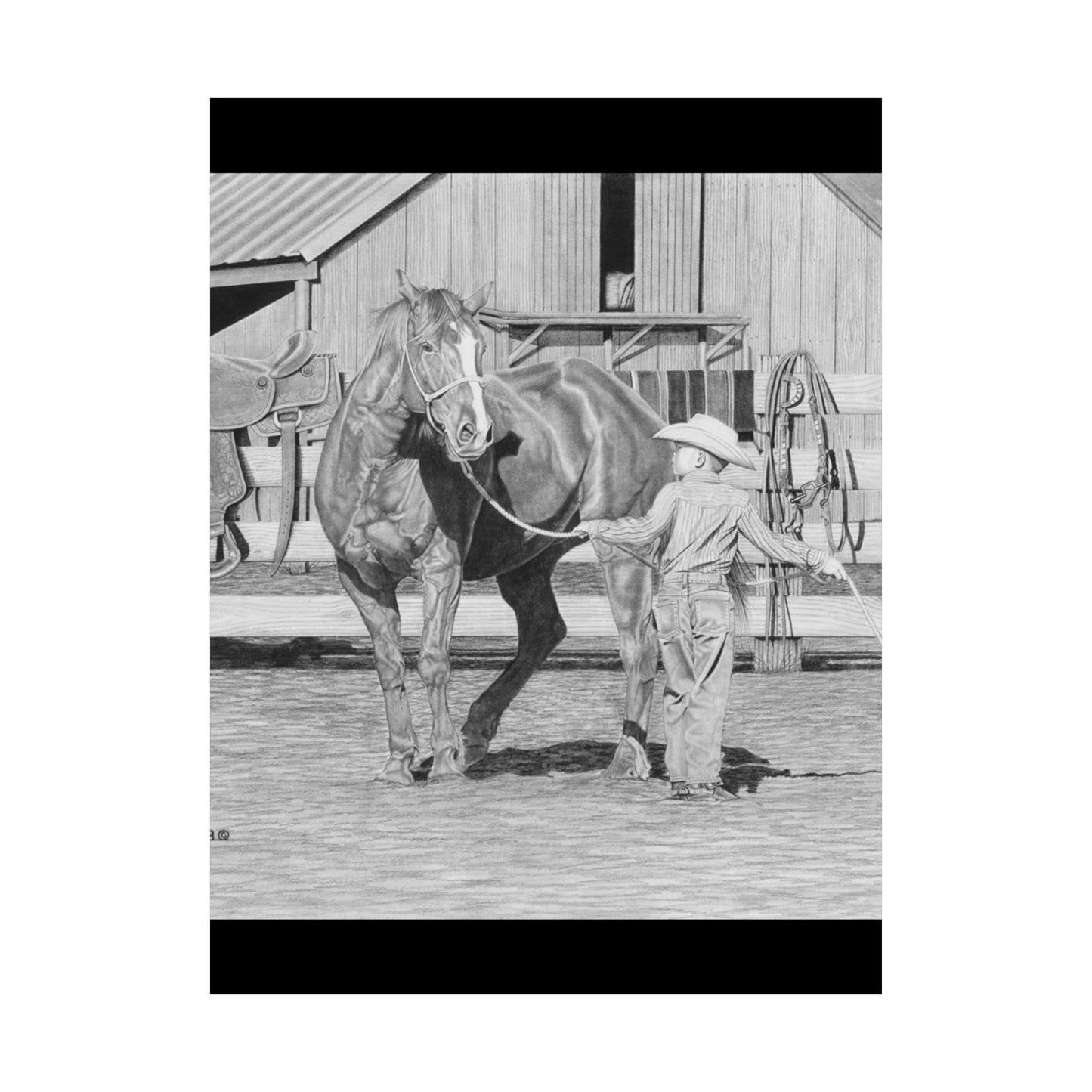 "Tall Task for a little Cawboy" Matte Vertical Posters