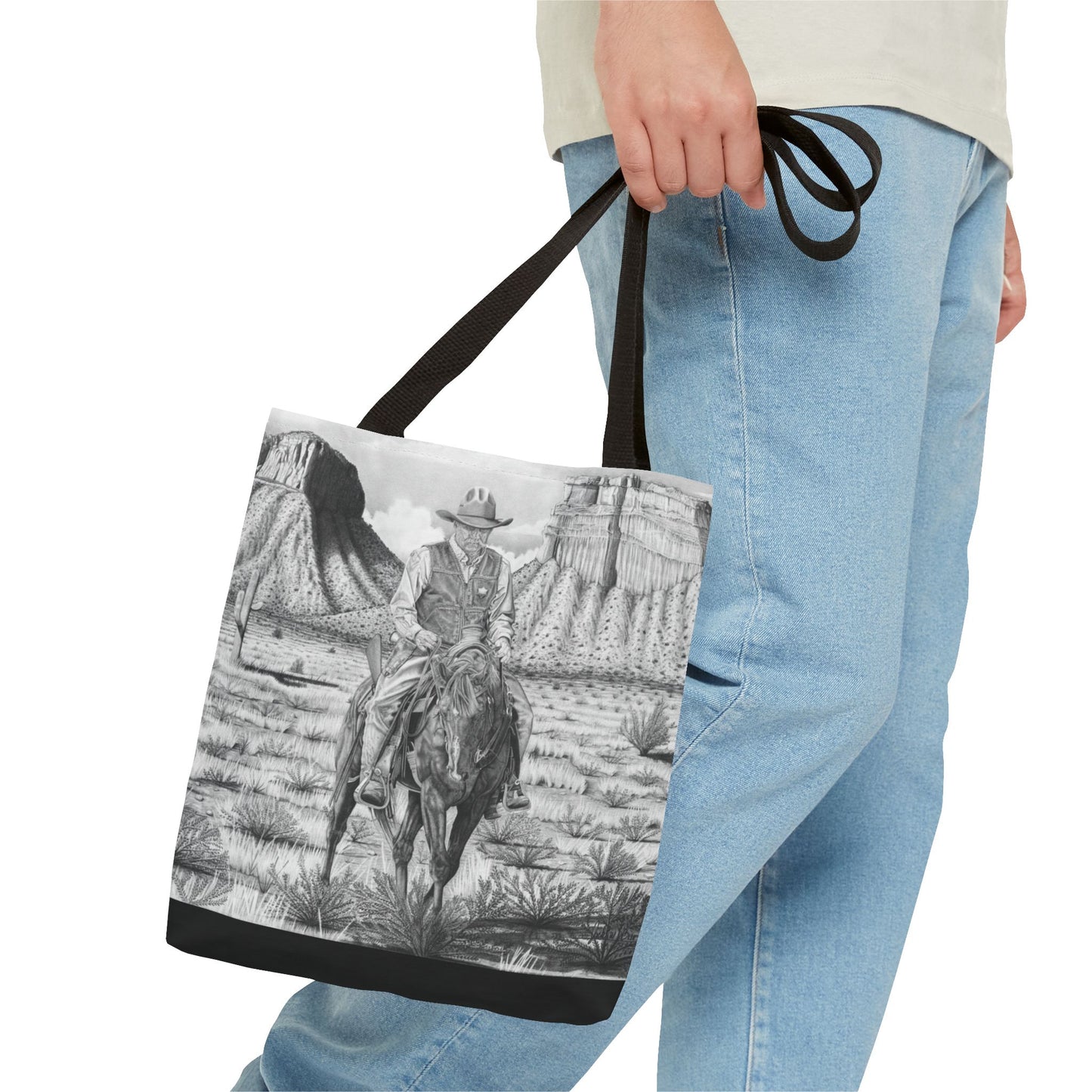 "On the Outlaw Trail "Tote Bag, Western Style Shopping Tote, Equestrian Gift, Farmhouse Decor, Horse Lover Accessory