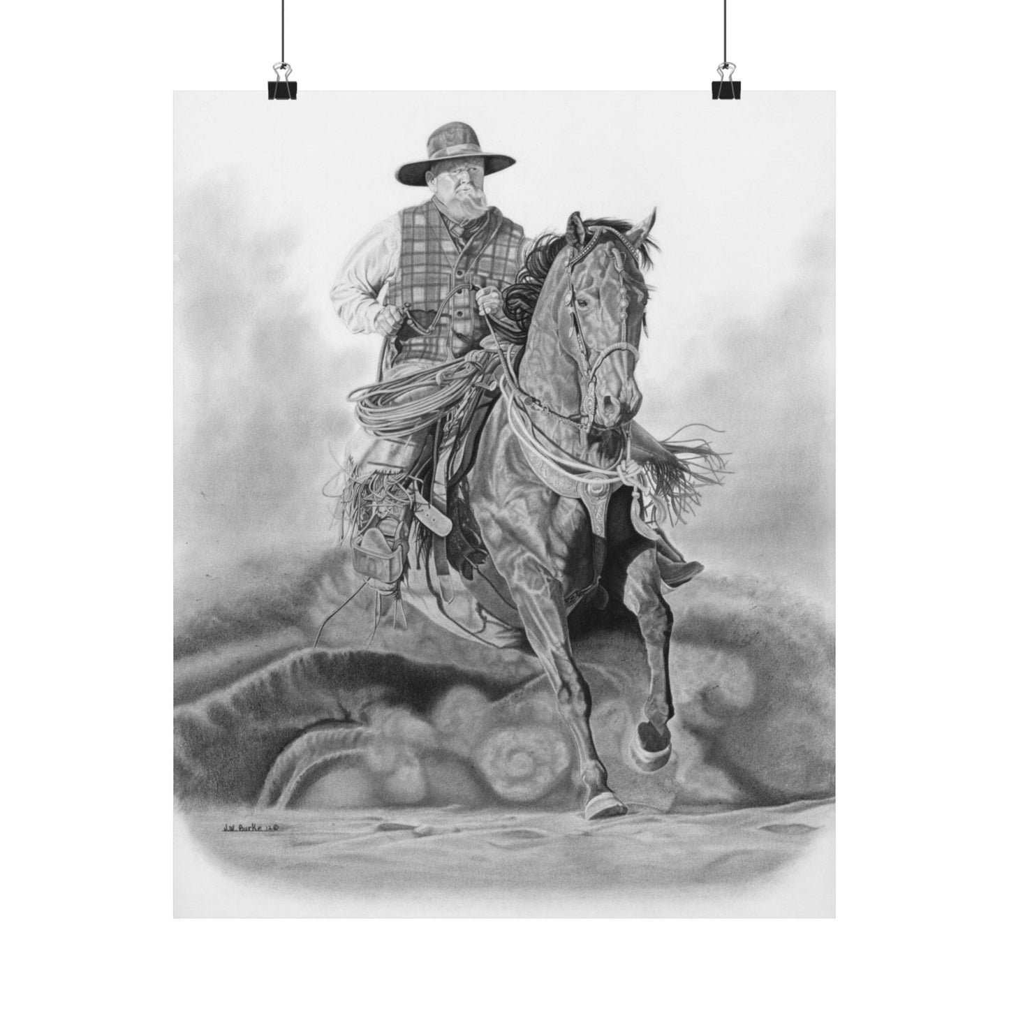 "Trouble Up Ahead" Western Cowboy Art Print, Cowboy Wall Decor, Horse Lover Gift, Rustic Home Decor, Country Themed Artwork