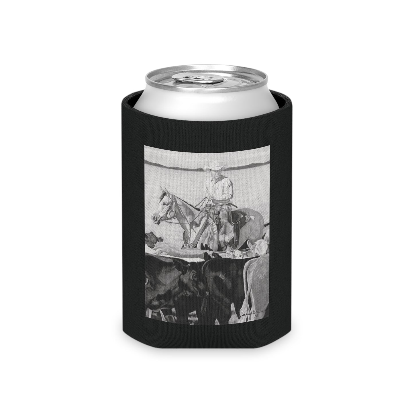 "Hot Day on the Job" Rustic Cowboy Can Cooler, Western Beverage Sleeve, Outdoor Party Gear, Country-Themed Drink Holder, Ideal for BBQs & Tailgates