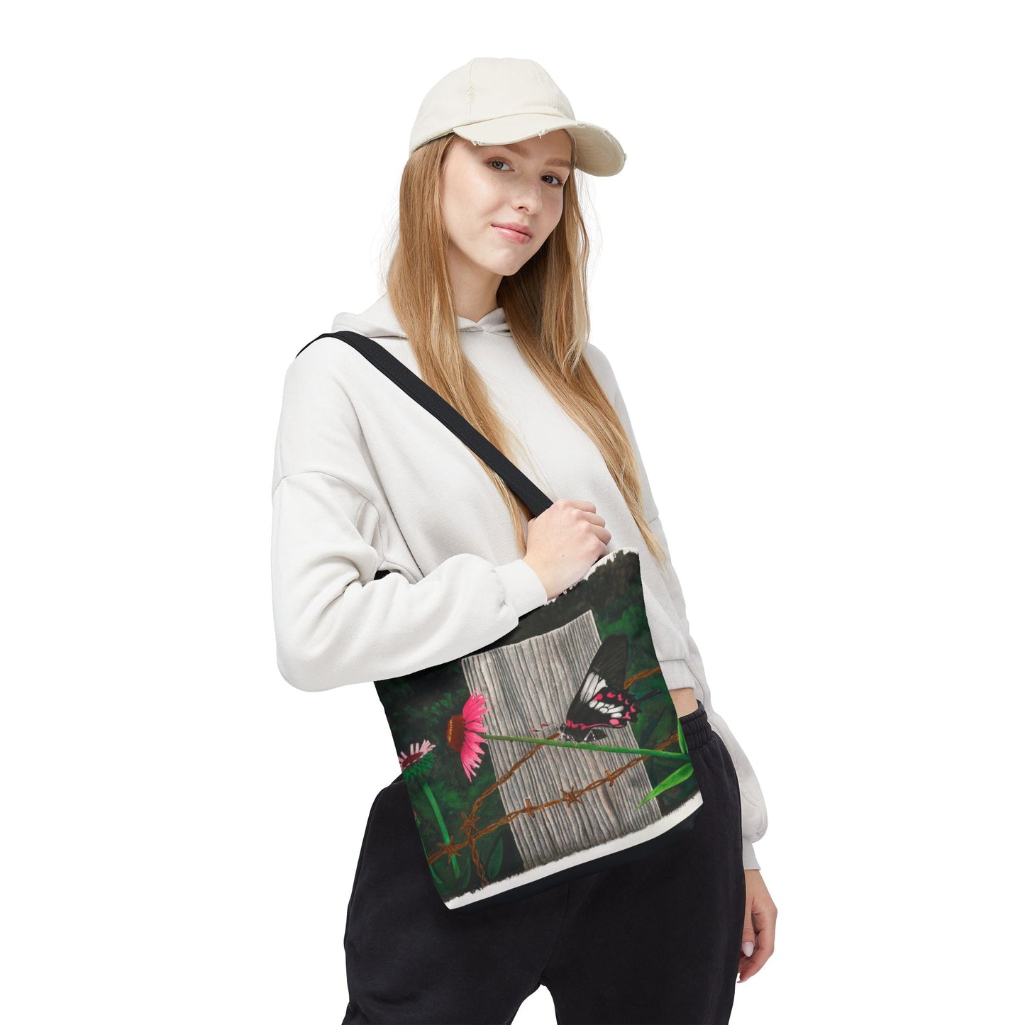 "Fence Post and Butterfly" Western Art Tote Bag
