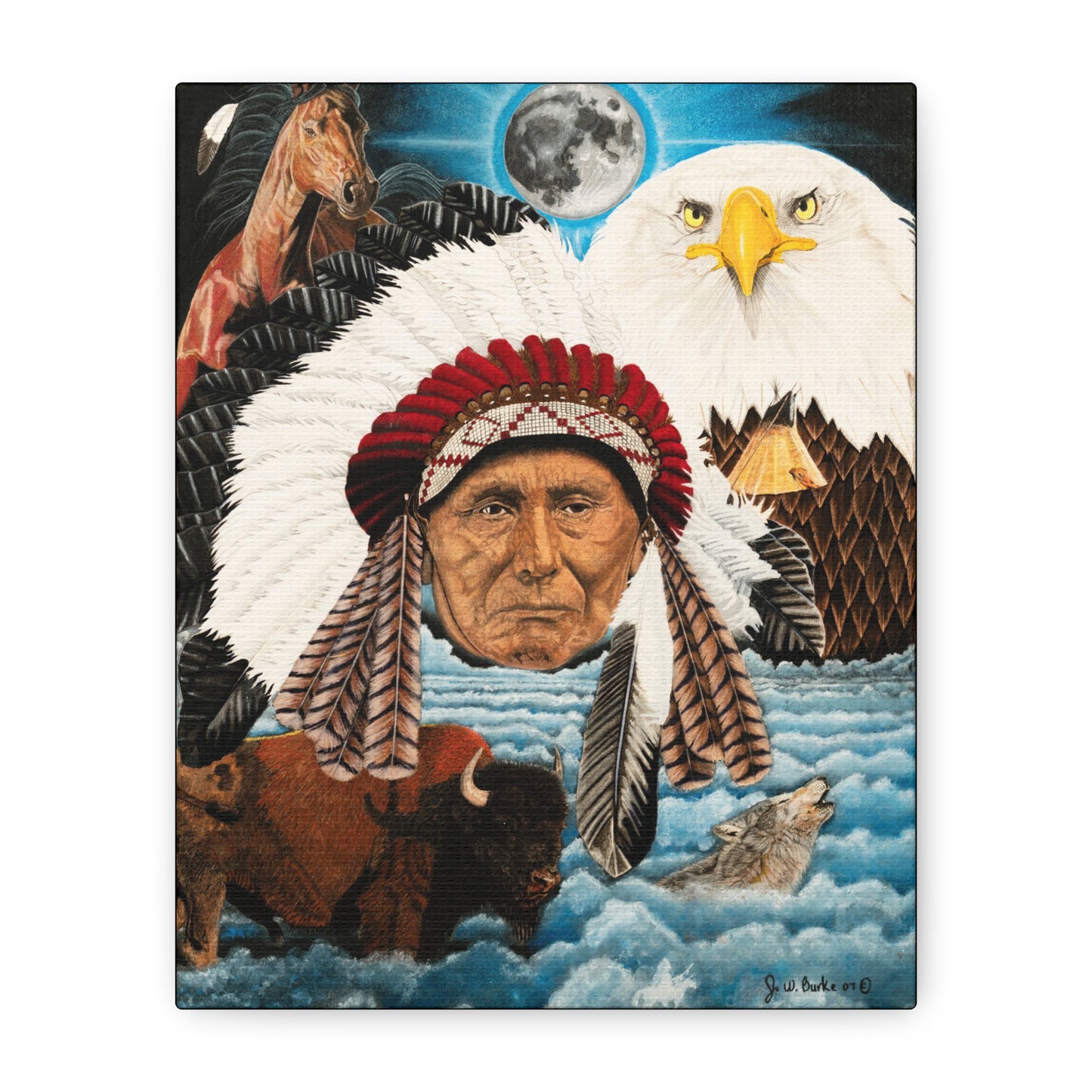 "Dream of Chief Joseph" western art on canvas
