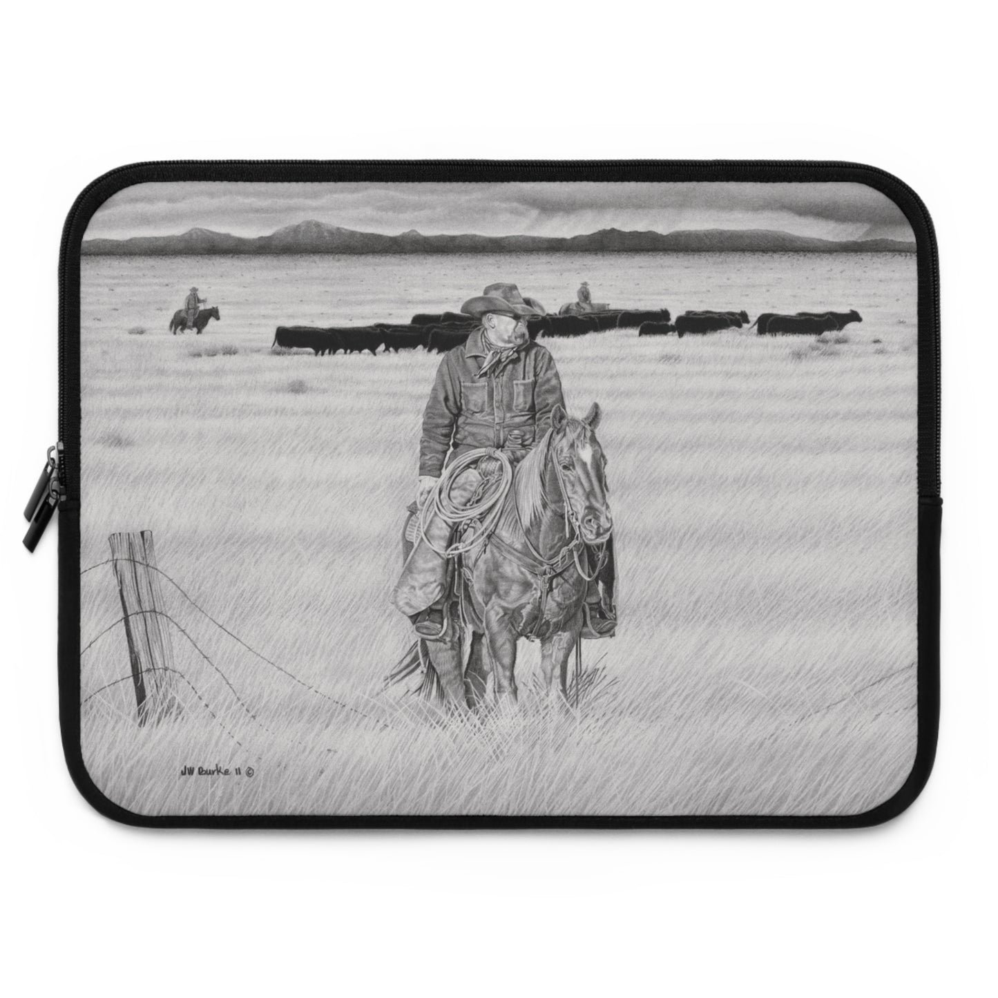 "The Passing Storm" Rustic Cowboy Laptop Sleeve, Western Cowpoke Case, Unique Gift for Ranch Lovers, Rodeo Accessories, Durable Tech Cover