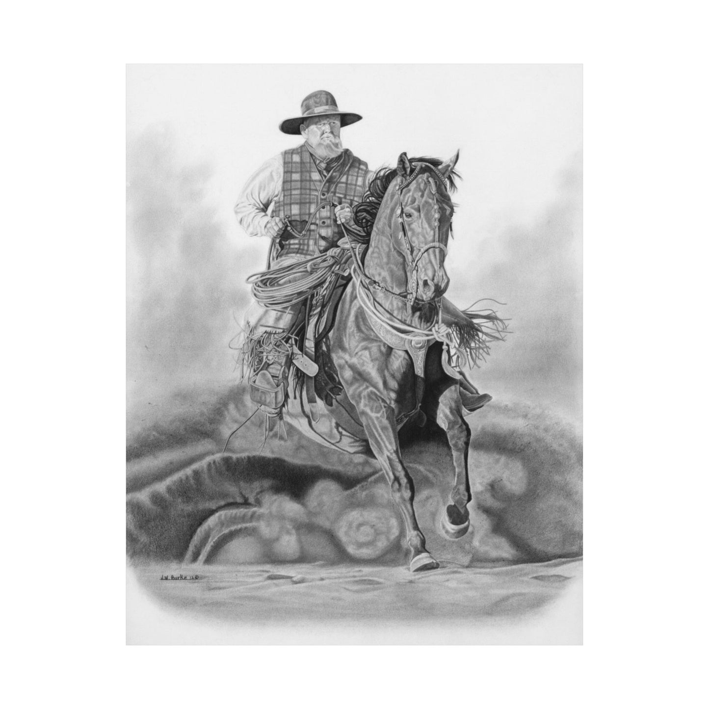"Trouble Up Ahead" Western Cowboy Art Print, Cowboy Wall Decor, Horse Lover Gift, Rustic Home Decor, Country Themed Artwork