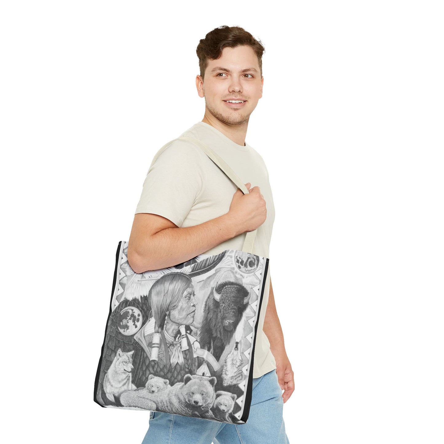 "Two Moon Apache Dream " Tote Bag, Western Style Shopping Tote, Equestrian Gift, Farmhouse Decor, Horse Lover Accessory