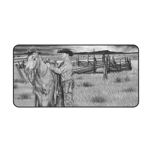 "The Coming Storm" Rustic Horseman Desk Mat - Western Decor, Cowboy Office Accessory, Horse Lovers Gift, Stylish Computer Mat, Rustic Home Office