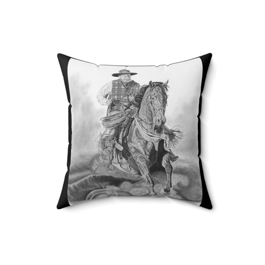 "Trouble Up Ahead" Cowboy Decor Pillow, Western Home Accent, Farmhouse Throw Pillow, Gift for Horse Lovers, Country Style Cushion