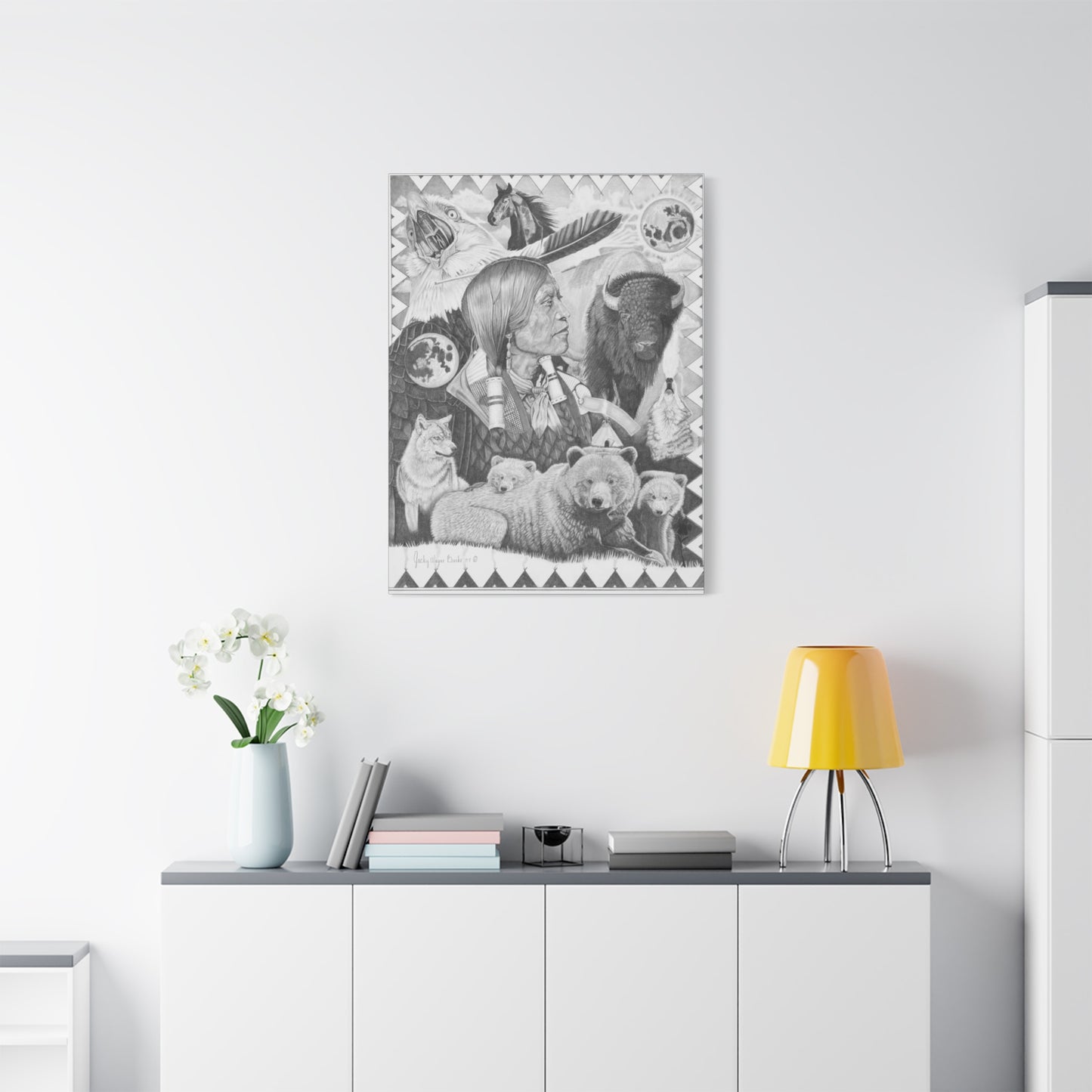 "Two Moon Apache Dream" western art on canvas