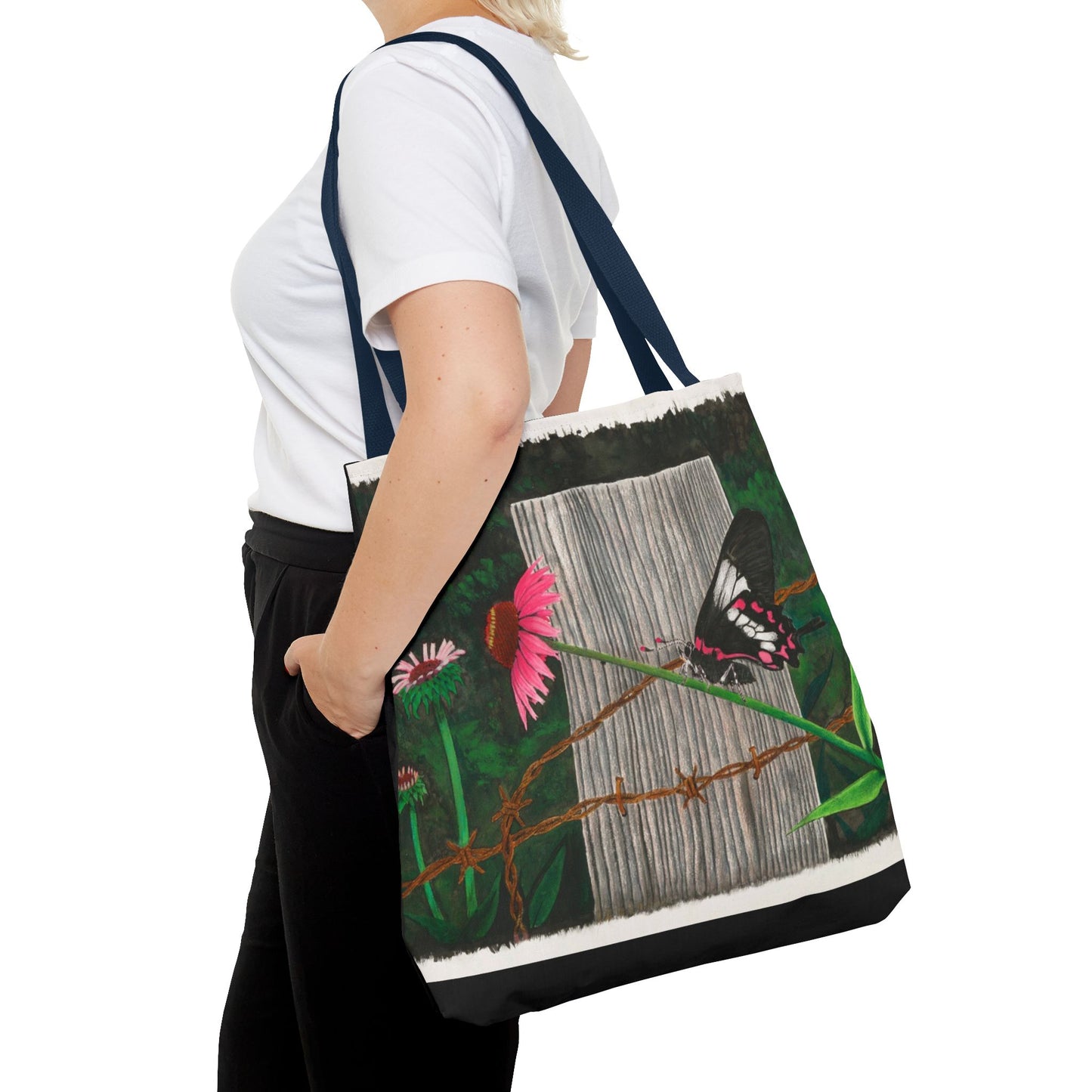"Fence Post and Butterfly" Western Art Tote Bag