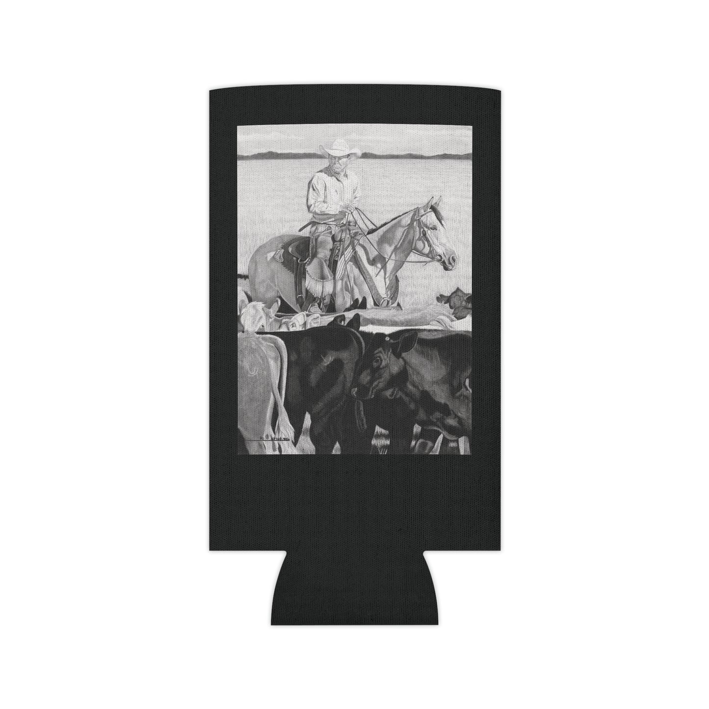 "Hot Day on the Job" Rustic Cowboy Can Cooler, Western Beverage Sleeve, Outdoor Party Gear, Country-Themed Drink Holder, Ideal for BBQs & Tailgates