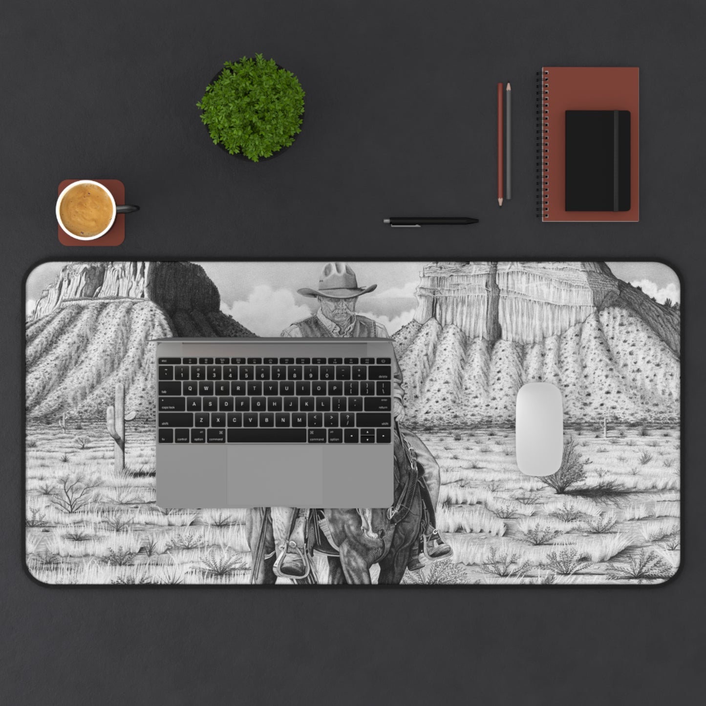 "On The Outlaw Trail" Rustic Horseman Desk Mat - Western Decor, Cowboy Office Accessory, Horse Lovers Gift, Stylish Computer Mat, Rustic Home Office