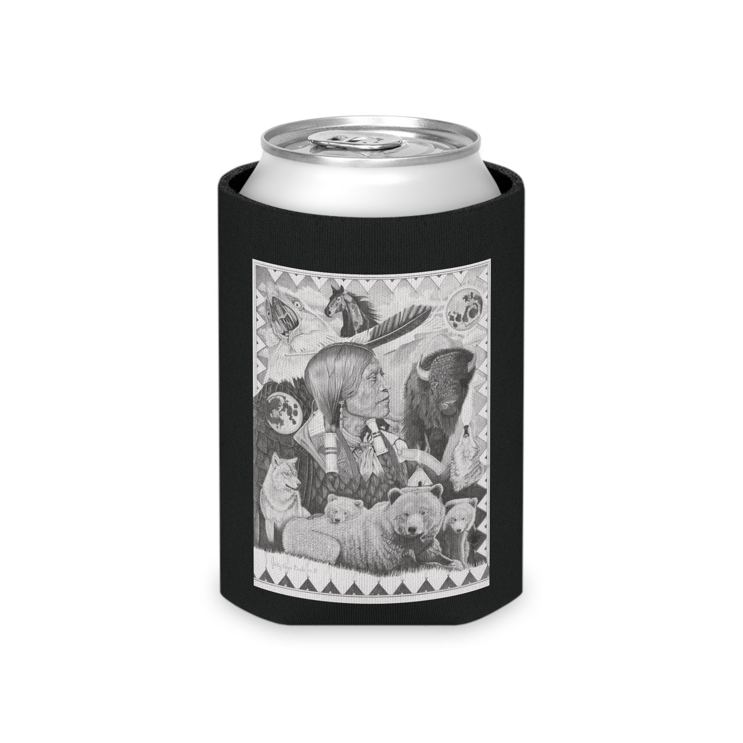 "Two Moon Apache Dream " Rustic Cowboy Can Cooler, Western Beverage Sleeve, Outdoor Party Gear, Country-Themed Drink Holder, Ideal for BBQs & Tailgates