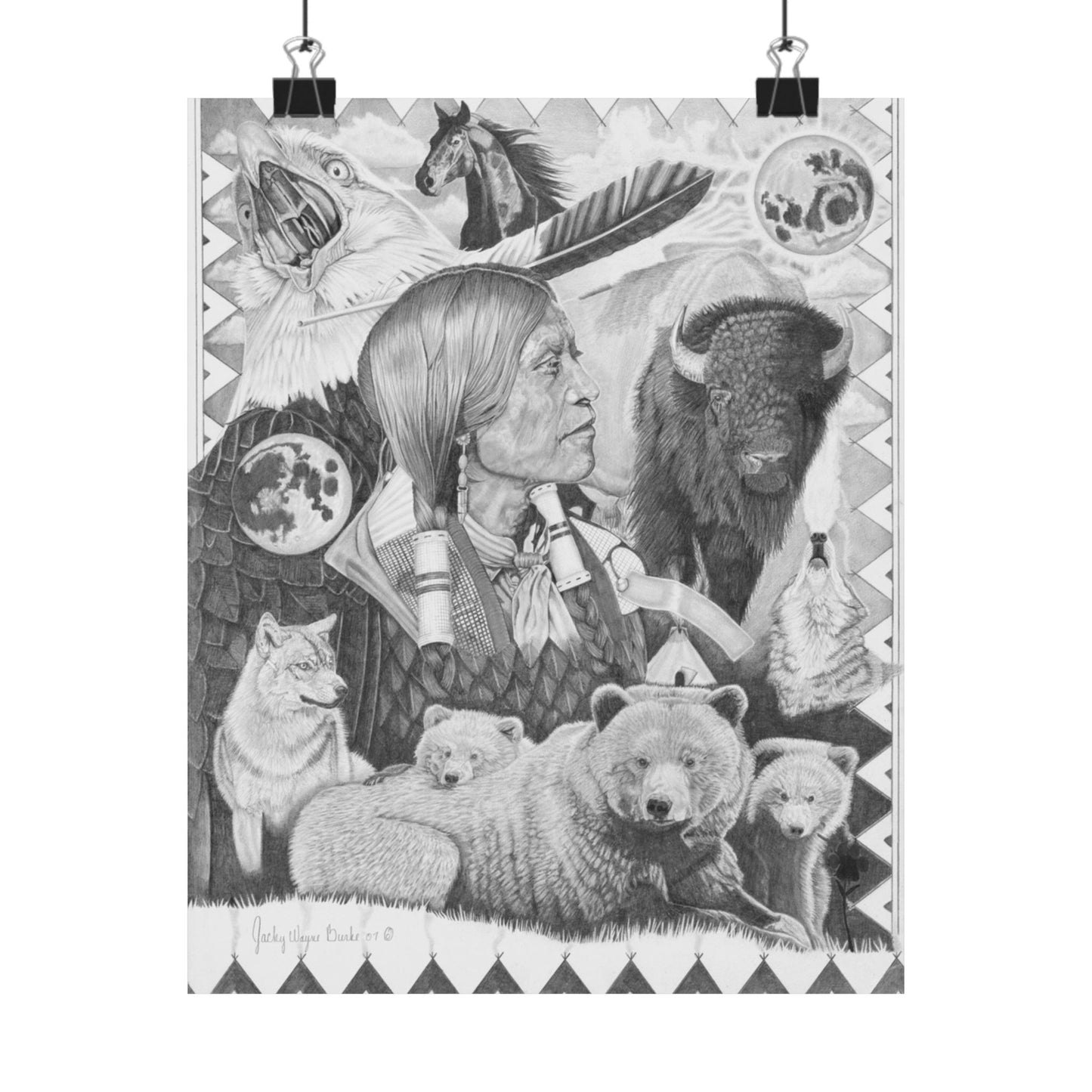 "Two Moon Apache Dream" Nature-Inspired Matte Vertical Posters, Wildlife Art Print, Home Decor, Unique Wall Art, Gift for Nature Lovers, Eco-Friendly Artwork