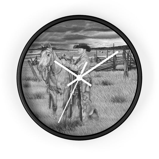 The Coming Storm Cowboy Wall Clock - Vintage Farmhouse Decor, Western Theme Timepiece, Country Home Accent, Horse Lover Gift, Unique Wall Art