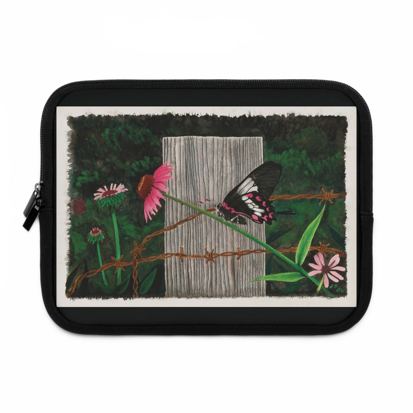 "Fence Post and Buterfly" Rustic Cowboy Laptop Sleeve, Western Cowpoke Case, Unique Gift for Ranch Lovers, Rodeo Accessories, Durable Tech Cover