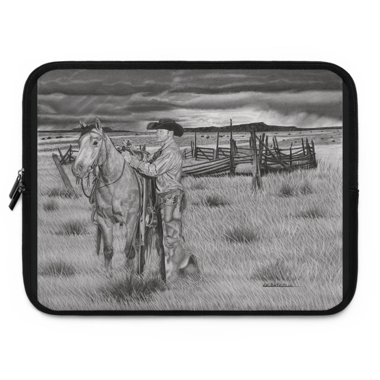 "The Coming Storm" Rustic Cowboy Laptop Sleeve, Western Cowpoke Case, Unique Gift for Ranch Lovers, Rodeo Accessories, Durable Tech Cover