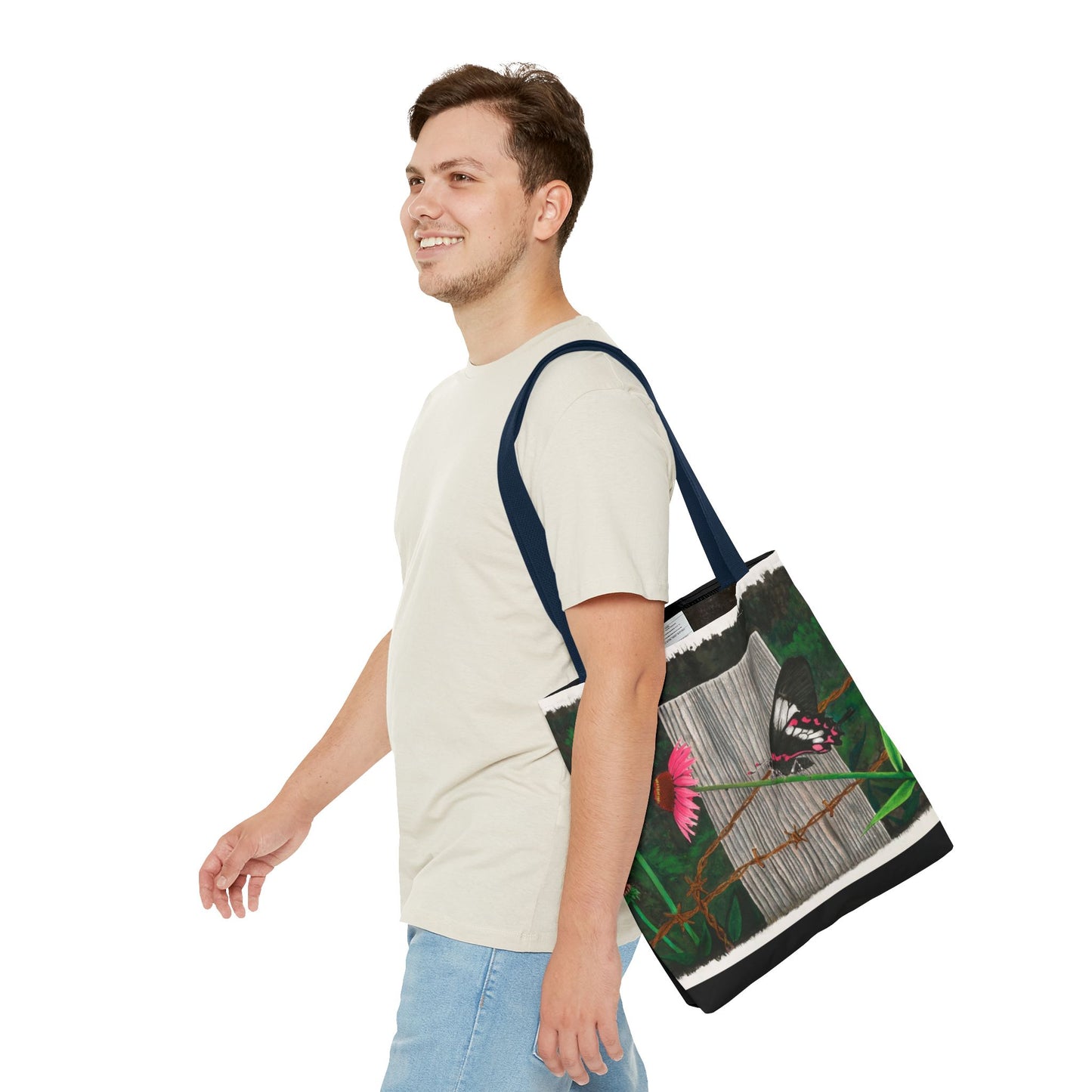 "Fence Post and Butterfly" Western Art Tote Bag