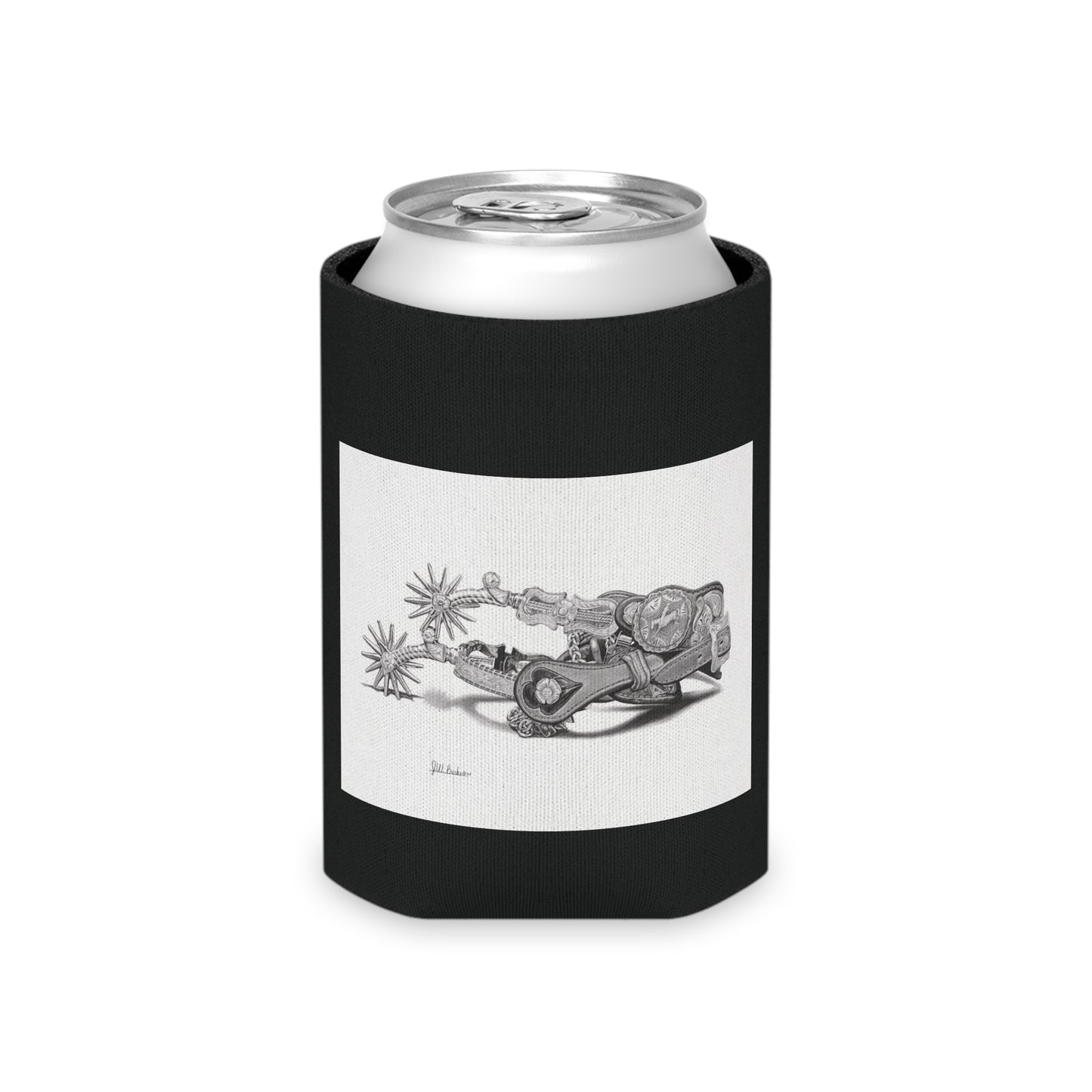 "Spurs" Rustic Cowboy Can Cooler, Western Beverage Sleeve, Outdoor Party Gear, Country-Themed Drink Holder, Ideal for BBQs & Tailgates