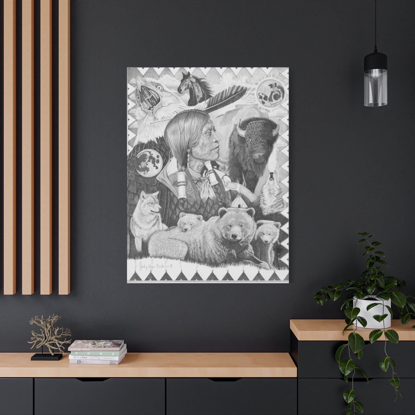 "Two Moon Apache Dream" western art on canvas