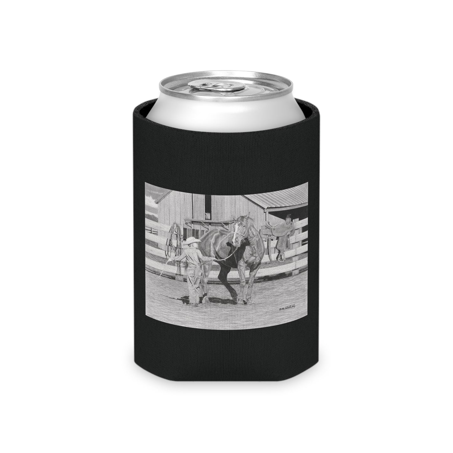 "Tall Task for a little Cowboy" Rustic Cowboy Can Cooler, Western Beverage Sleeve, Outdoor Party Gear, Country-Themed Drink Holder, Ideal for BBQs & Tailgates