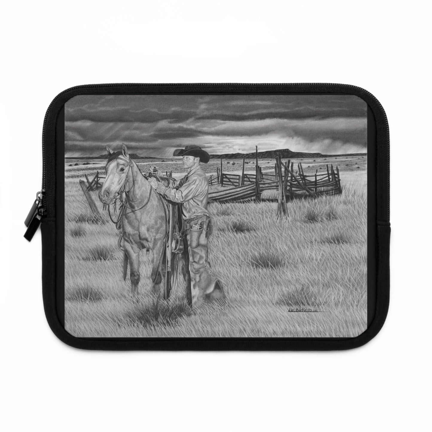 "The Coming Storm" Rustic Cowboy Laptop Sleeve, Western Cowpoke Case, Unique Gift for Ranch Lovers, Rodeo Accessories, Durable Tech Cover